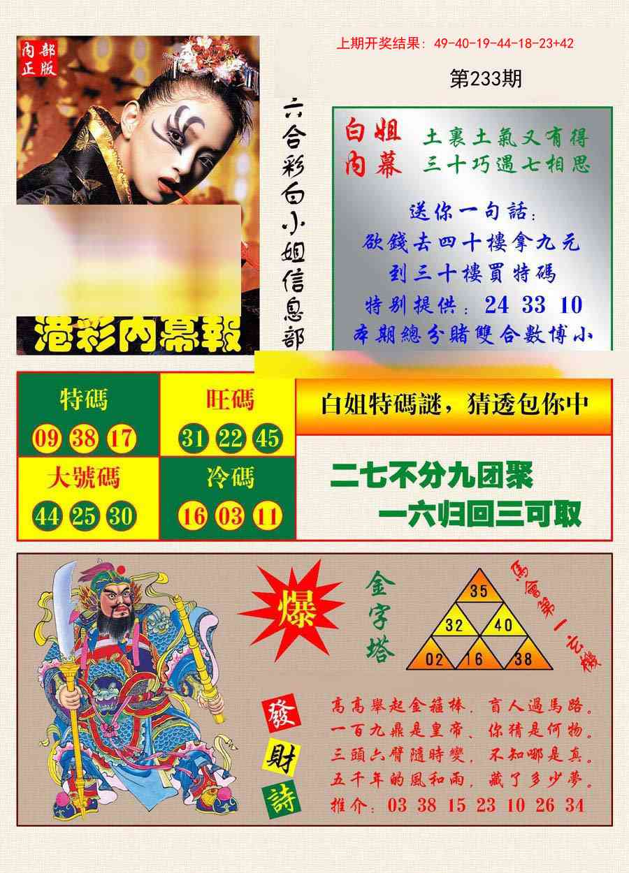 233期港彩内幕报[图]