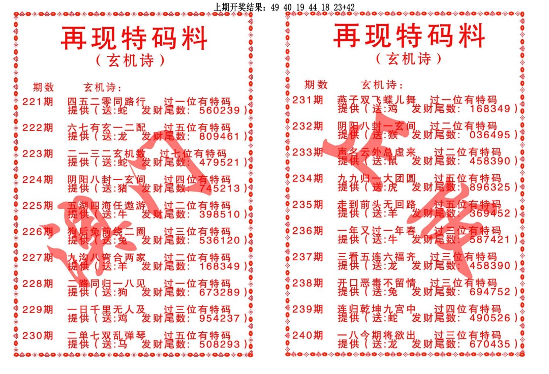 233期再现特码料[图]