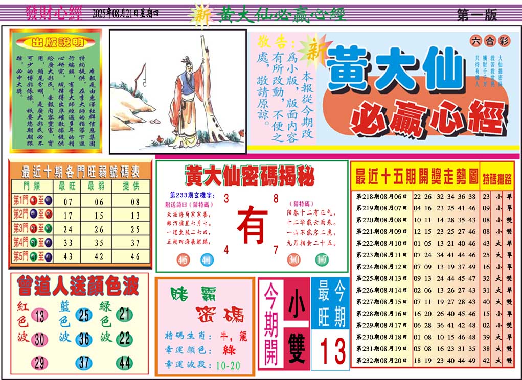233期黄大仙必赢心经A[图]