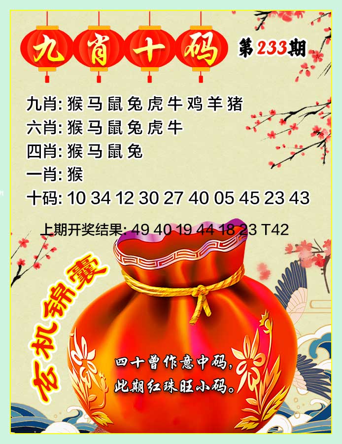 233期九肖十码[图]