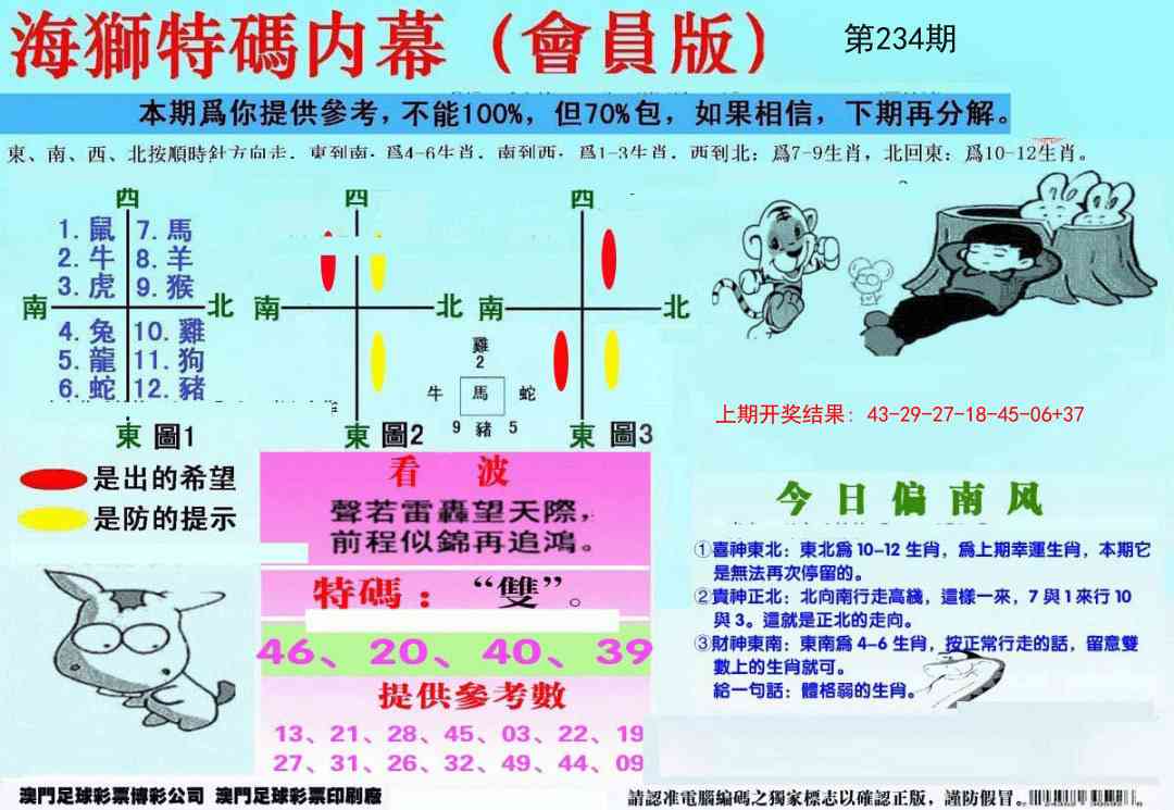 234期另版海狮特码内幕报[图]