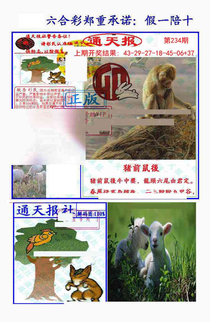 234期假一陪十通天报[图]