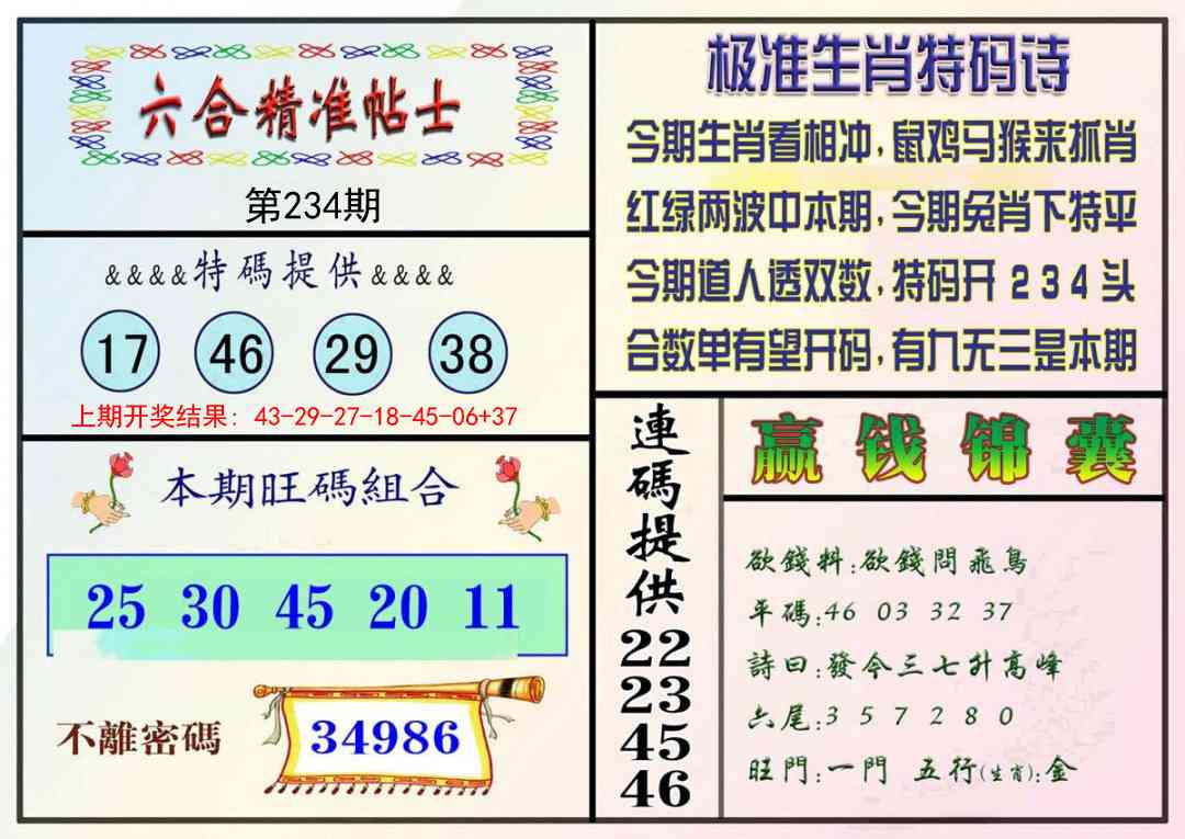 234期精准贴士[图]