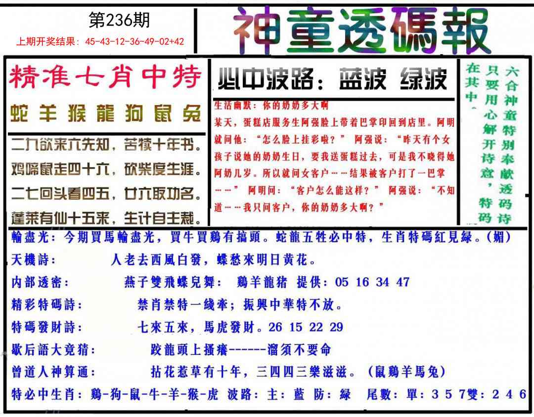 236期神童透码报[图]