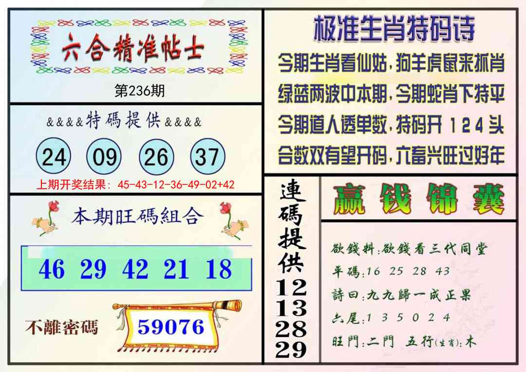 236期精准贴士[图]