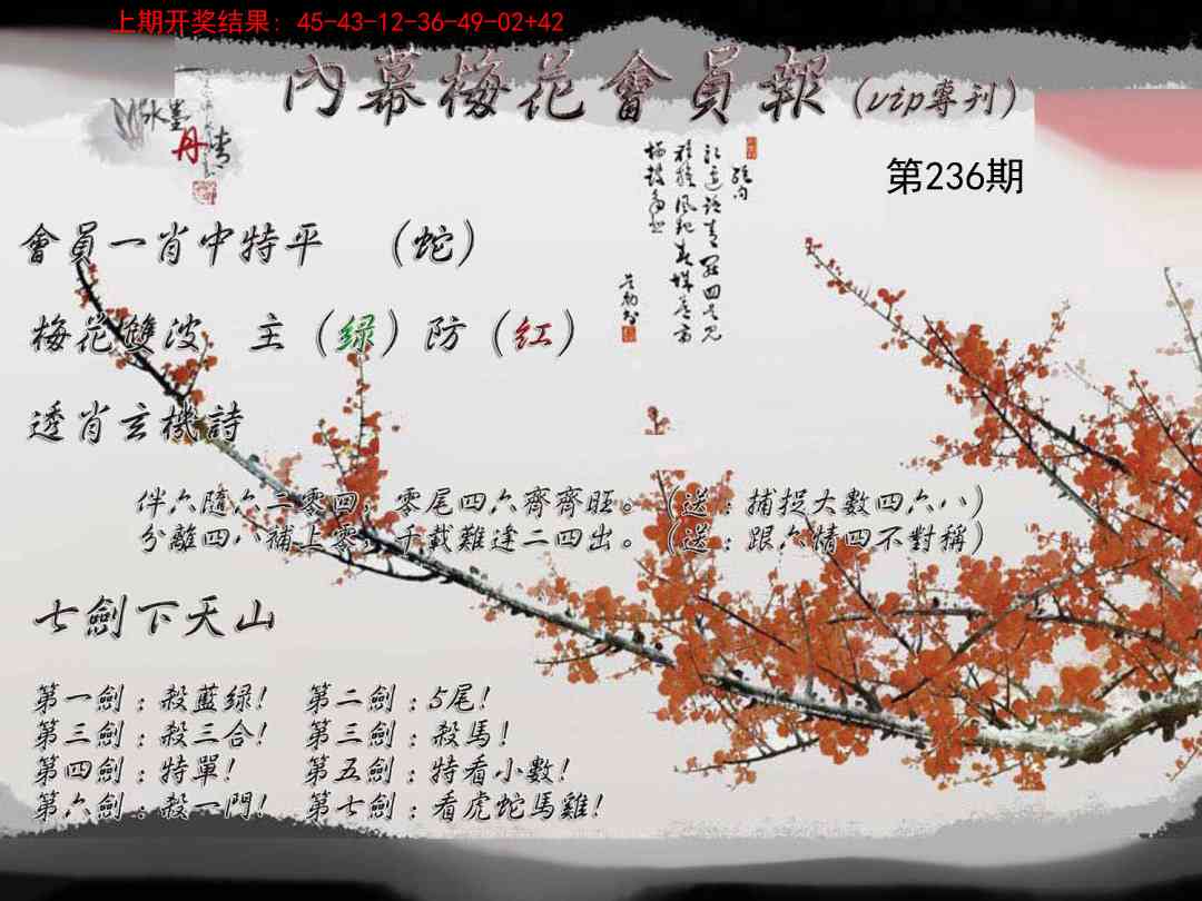 236期内幕梅花会员报[图]