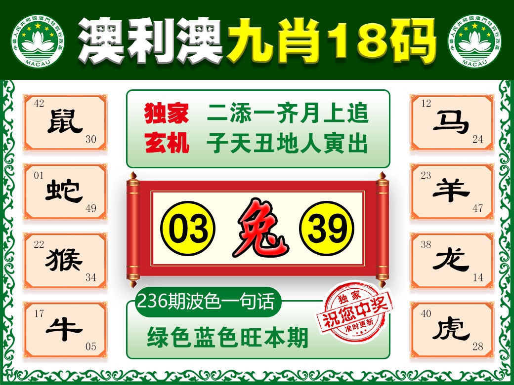 236期澳利澳九肖[图]