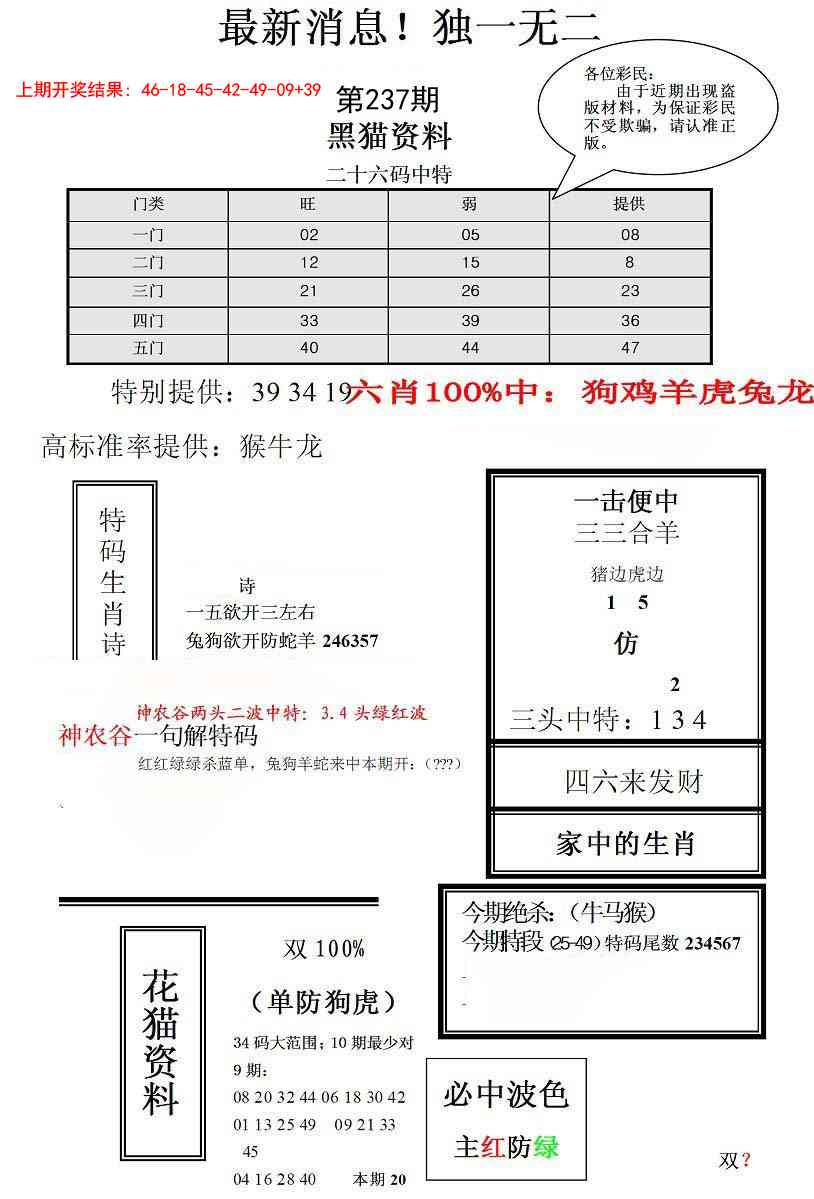 237期独一无二(正)[图]