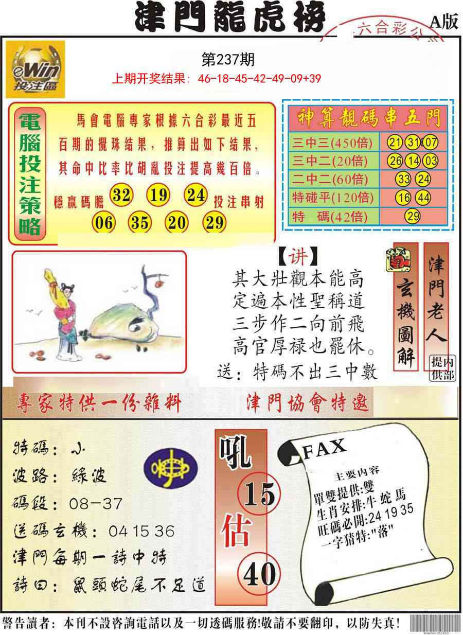 237期津门龙虎榜A[图]