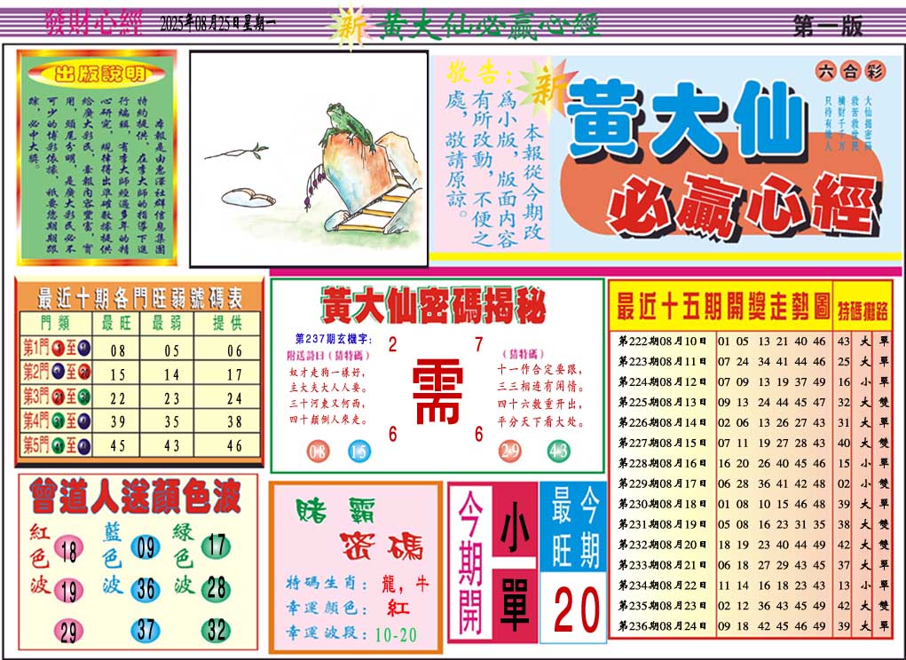 237期黄大仙必赢心经A[图]