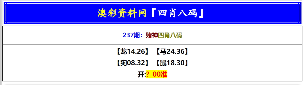 237期赌神四肖八码[图]