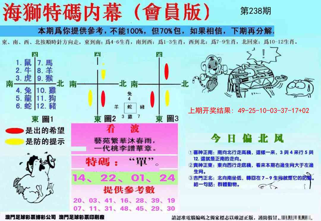 238期另版海狮特码内幕报[图]
