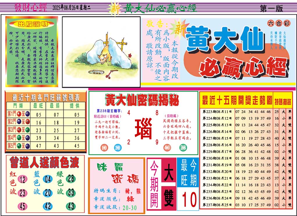 238期黄大仙必赢心经A[图]