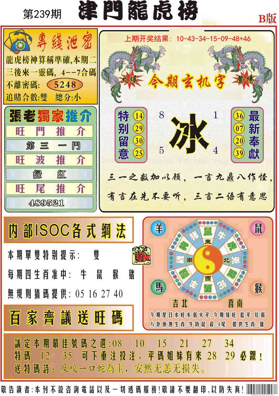 239期津门龙虎榜B[图]