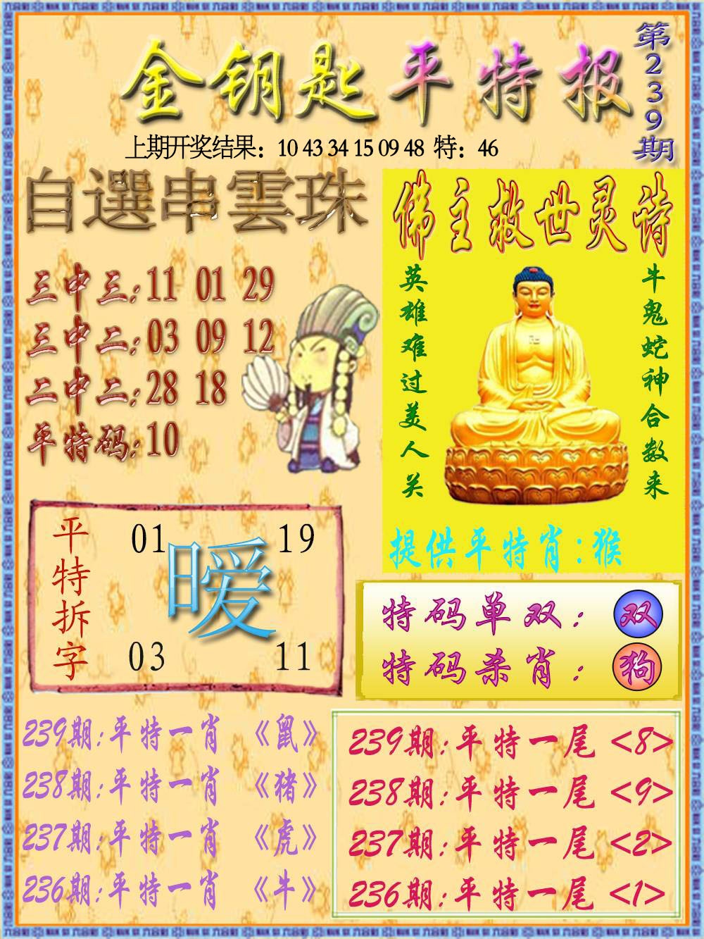239期金钥匙平特报[图]