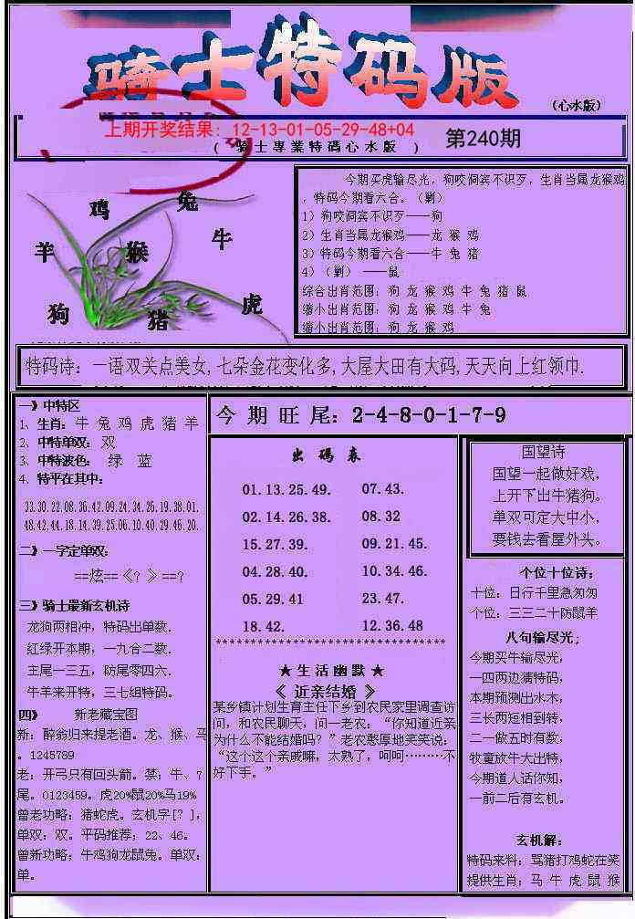 240期骑士特码版[图]