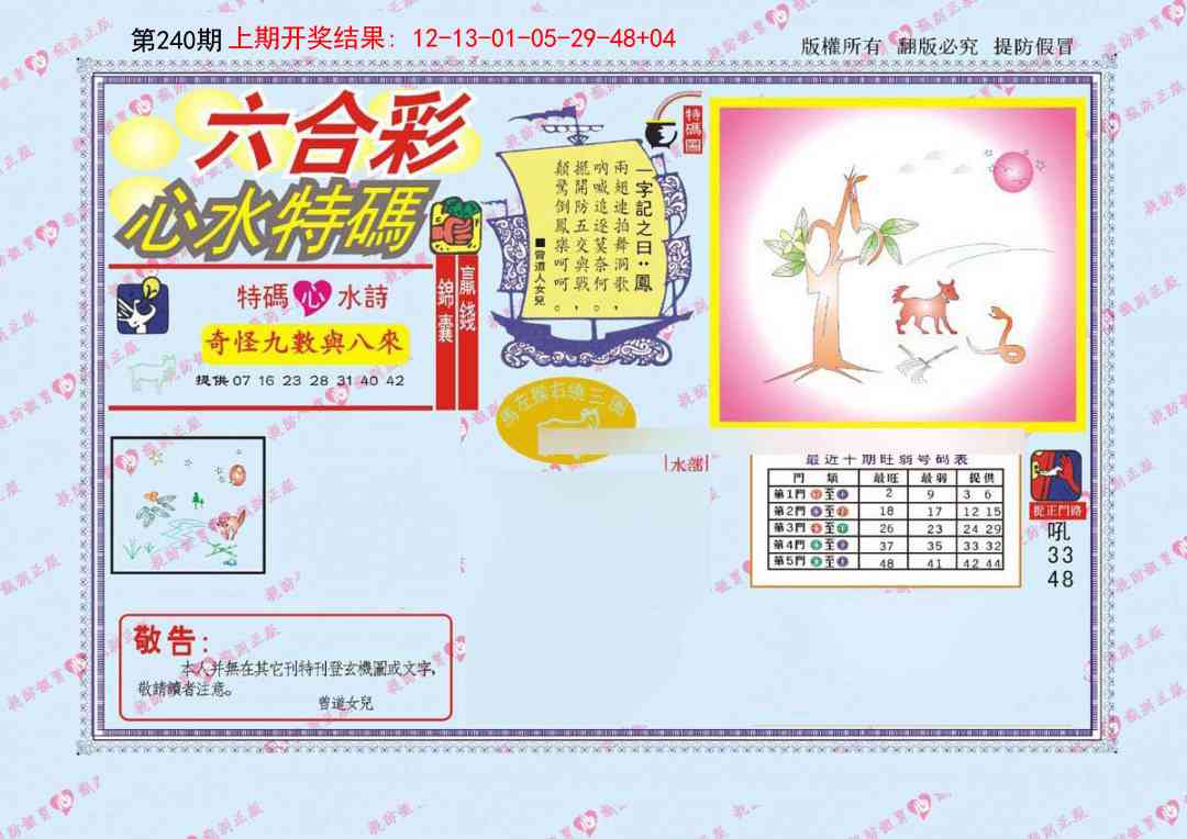 240期心水特码[图]