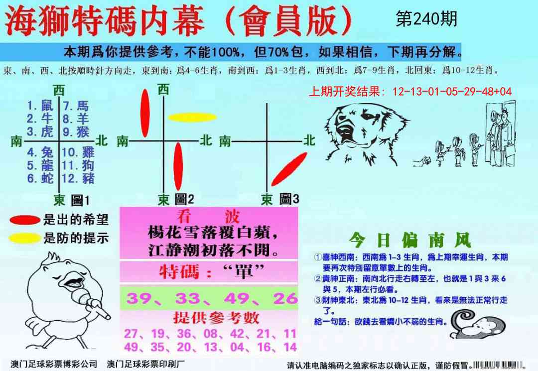 240期海狮特码会员报[图]