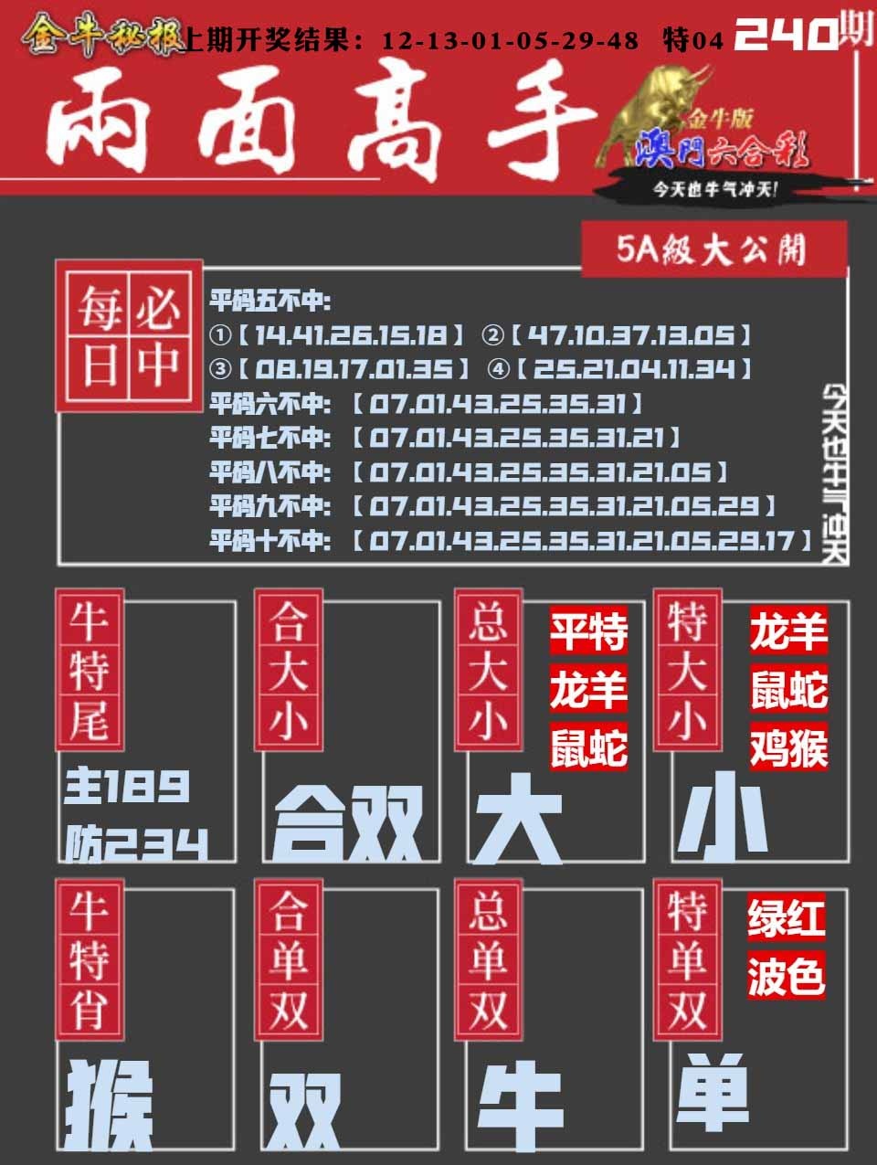 240期金牛两面高手[图]