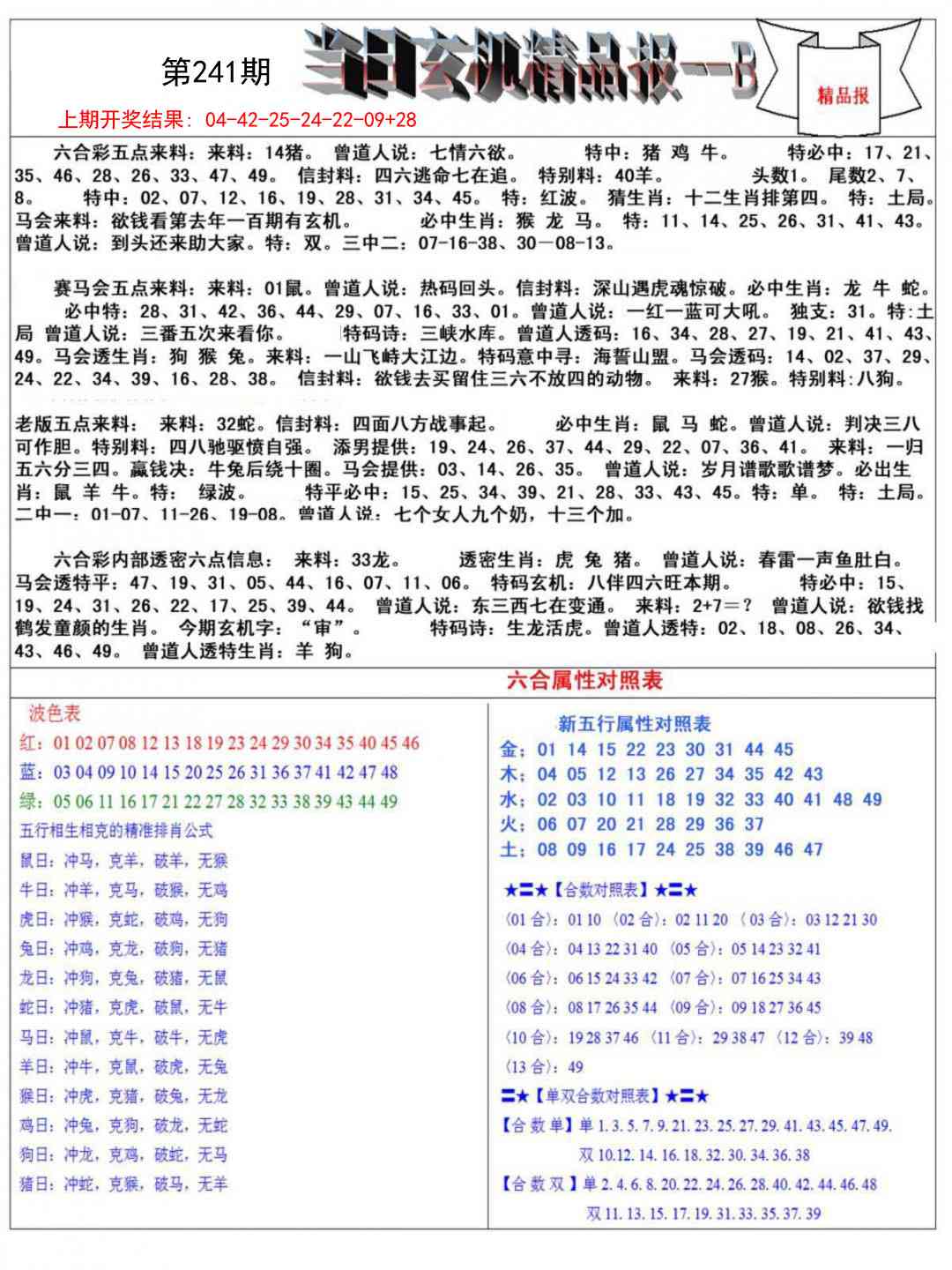 241期当日玄机精品报B[图]