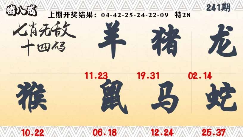 241期七肖无敌14码[图]
