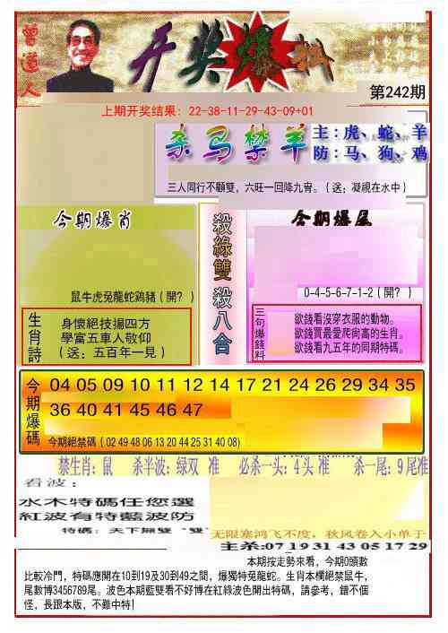 242期开奖爆料(新图推荐)[图]