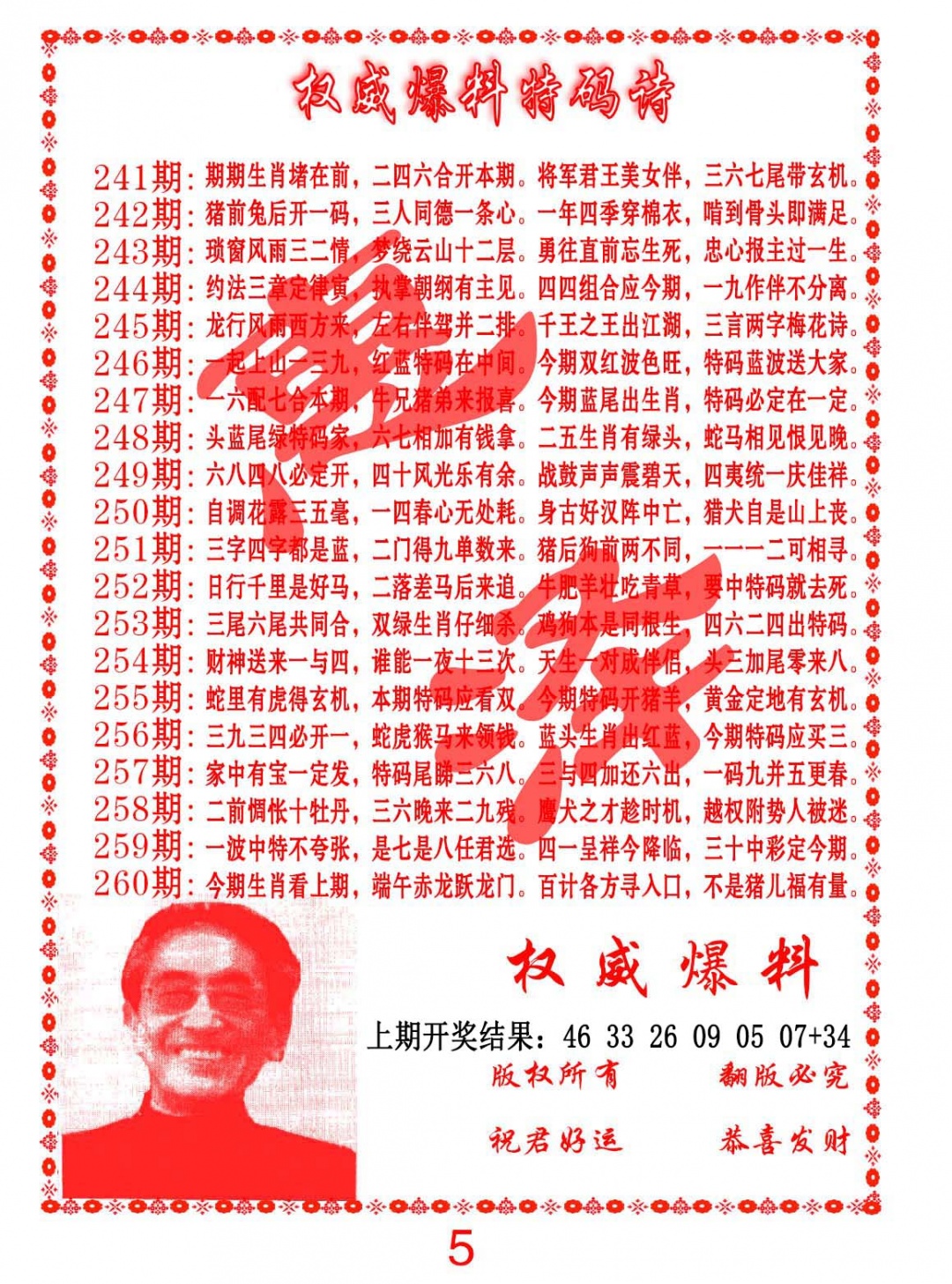 243期权威爆料特码诗[图]