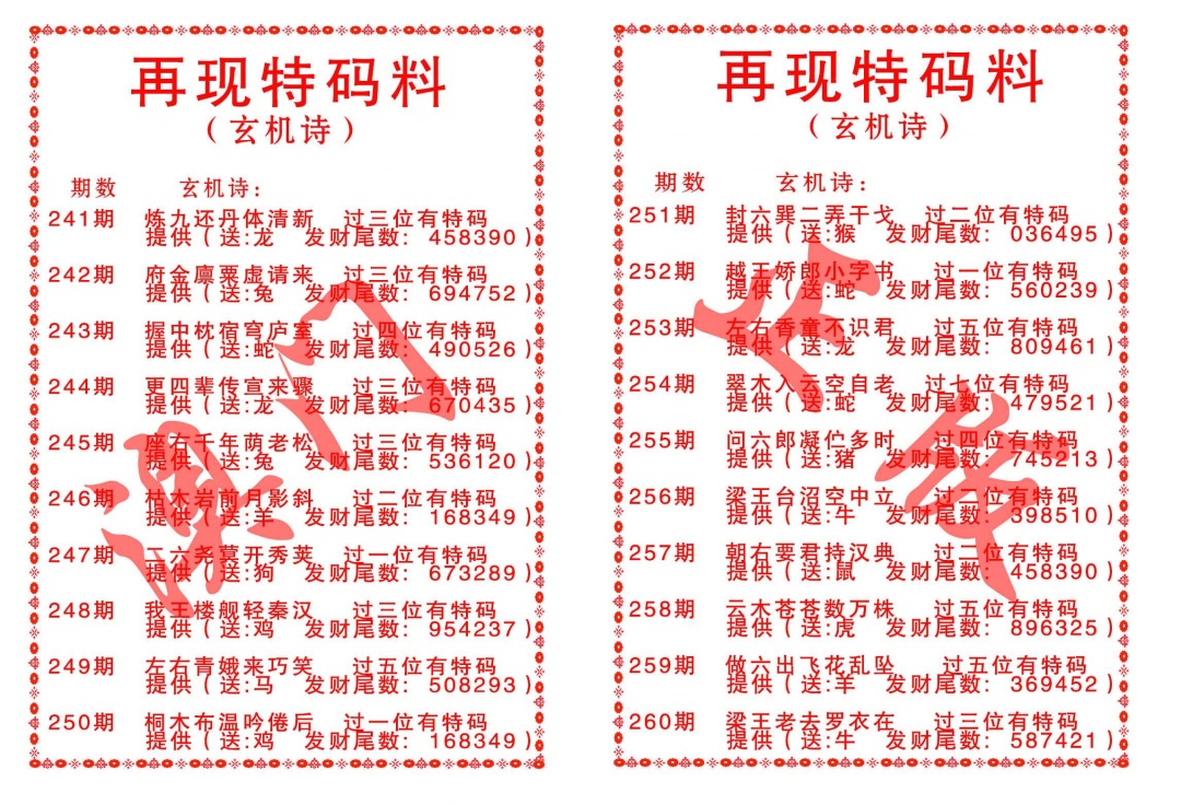 243期再现特码料[图]