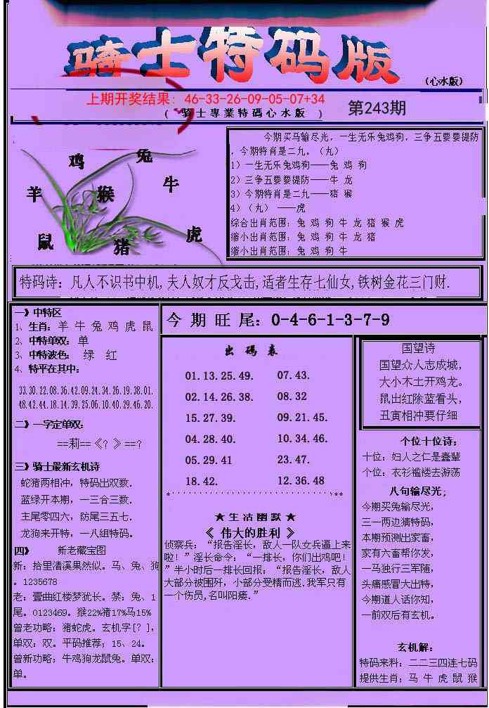 243期骑士特码版[图]