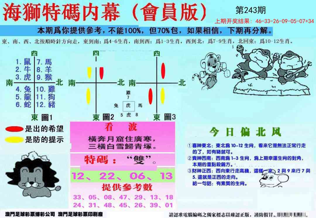 243期另版海狮特码内幕报[图]