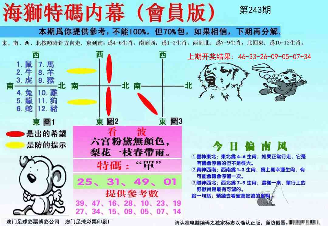 243期海狮特码会员报[图]
