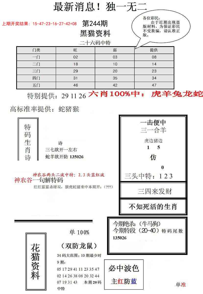 244期独一无二(正)[图]