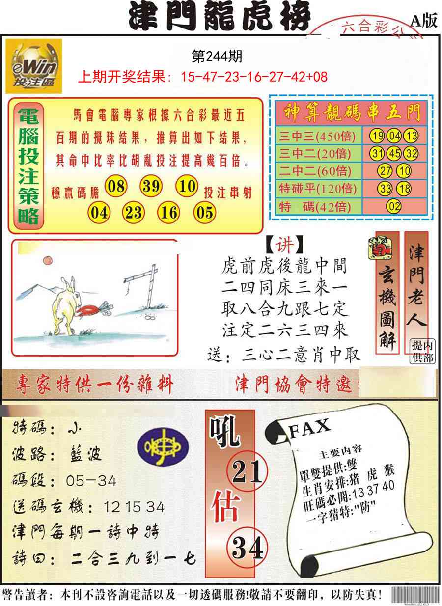 244期津门龙虎榜A[图]