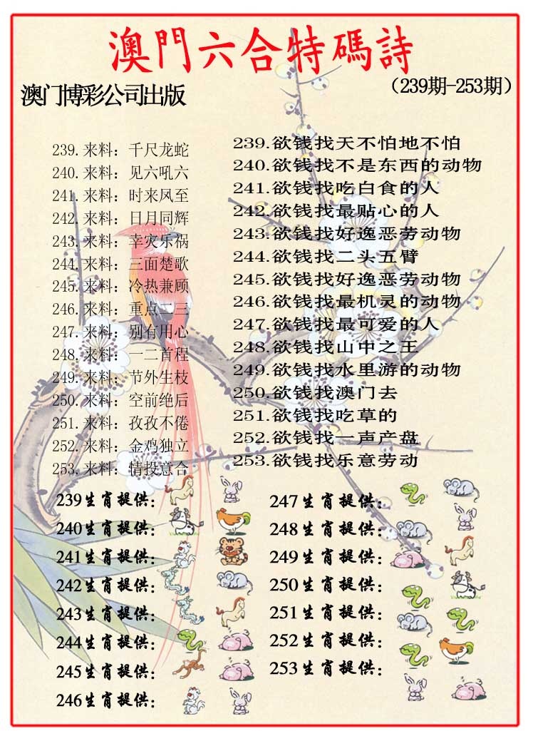 244期内部特码诗[图]