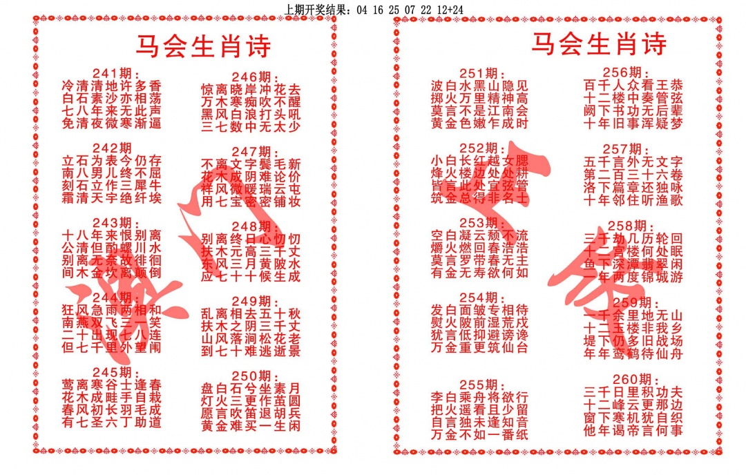 245期马会生肖诗[图]