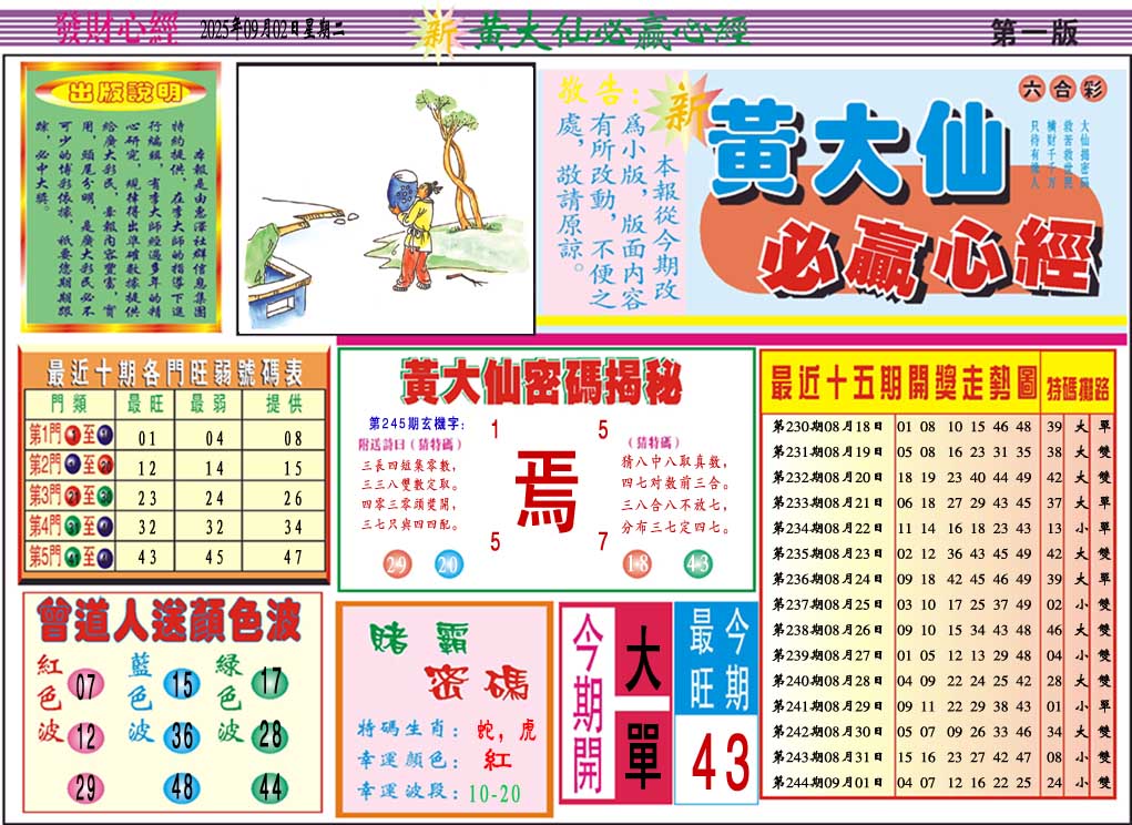 245期黄大仙必赢心经A[图]