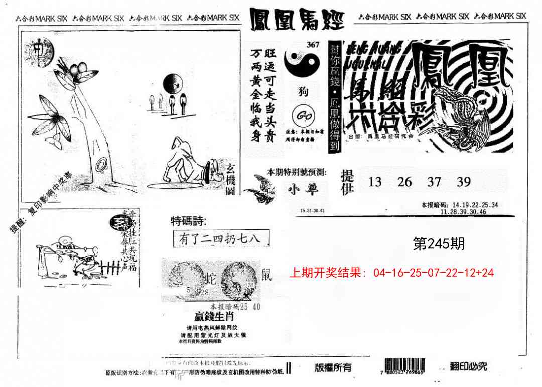 245期另版凤凰马经[图]