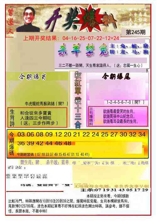 245期开奖爆料(新图推荐)[图]
