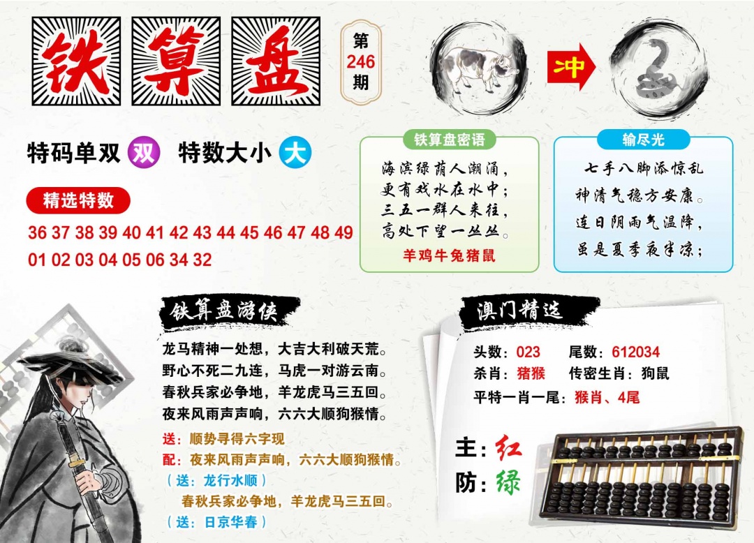 246期澳门铁算盘[图]
