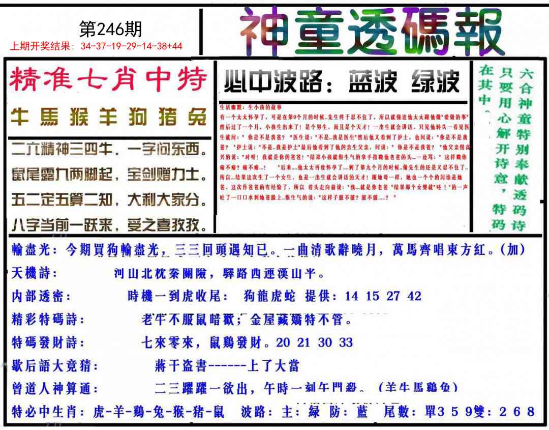 246期神童透码报[图]