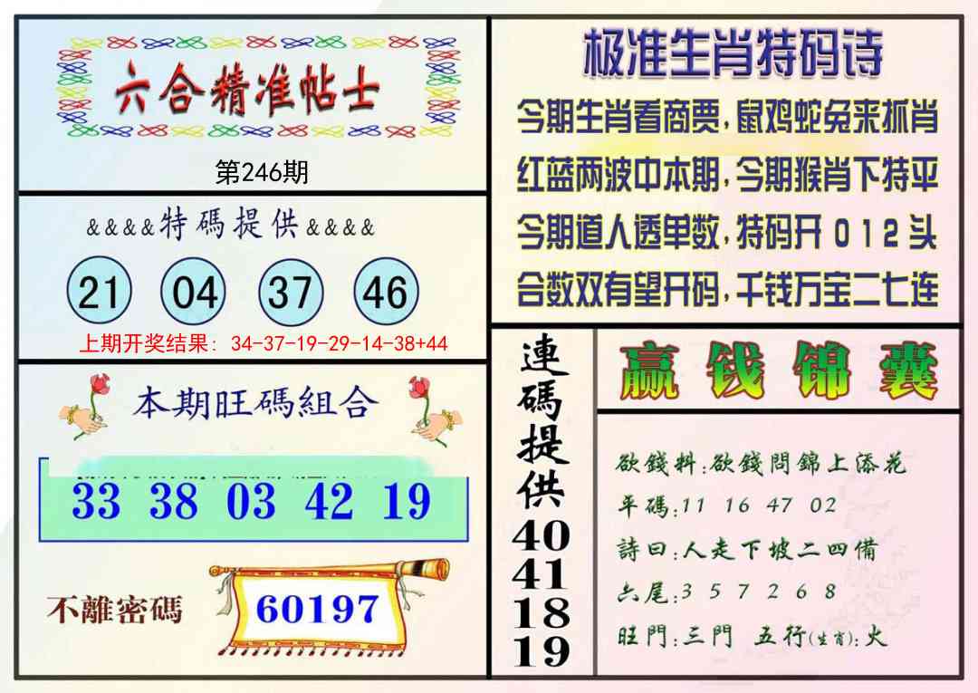 246期精准贴士[图]