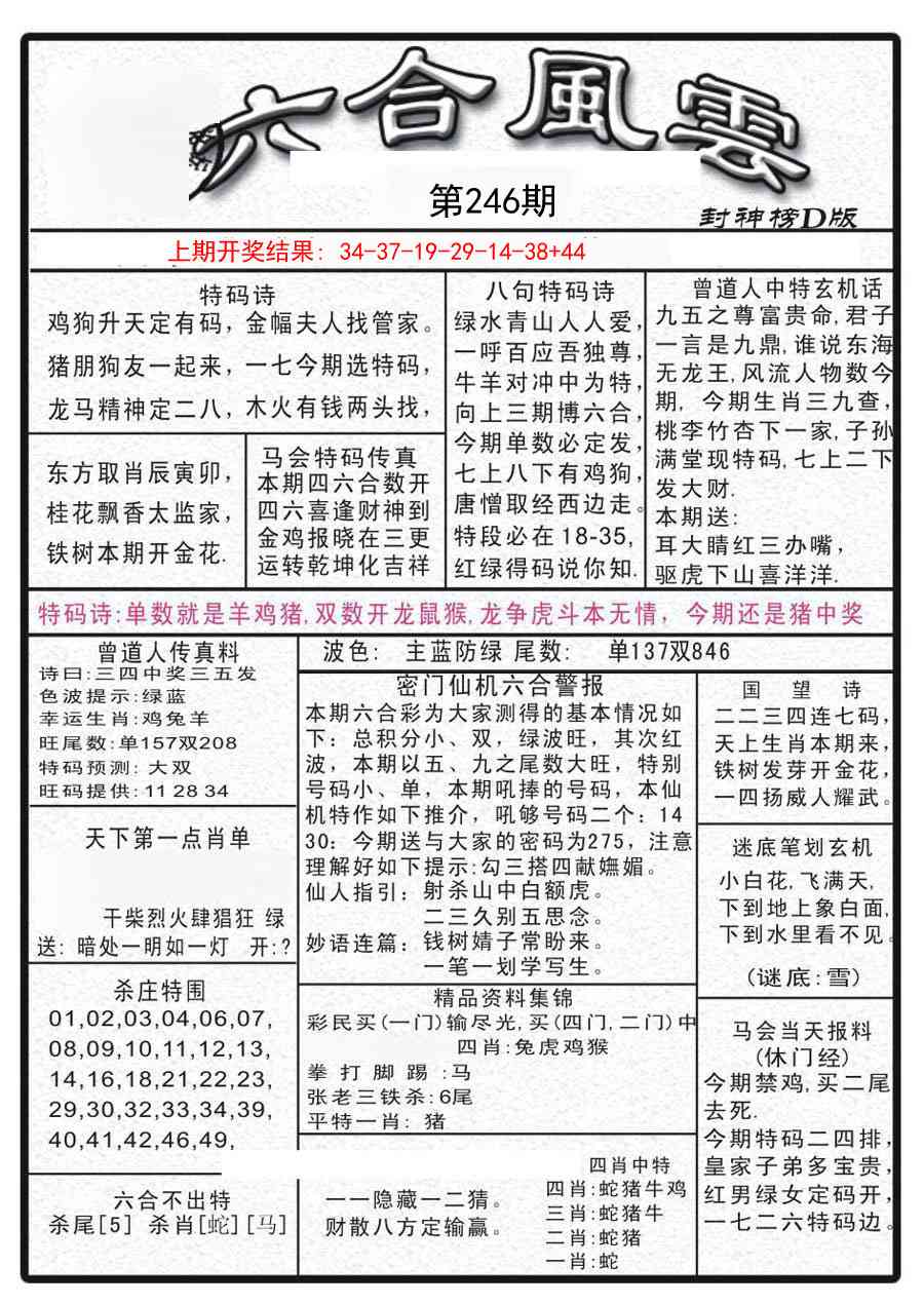 246期六合风云A[图]