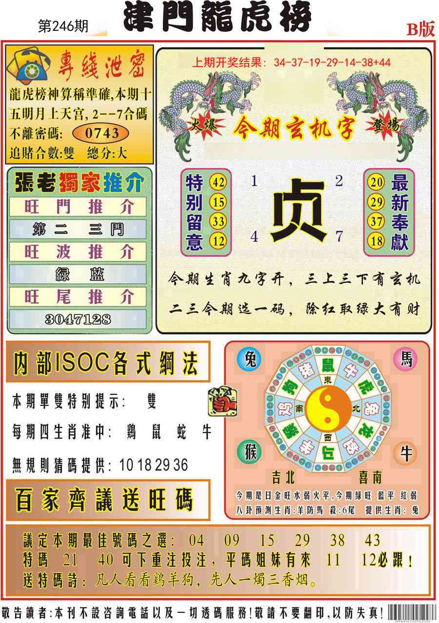 246期津门龙虎榜B[图]