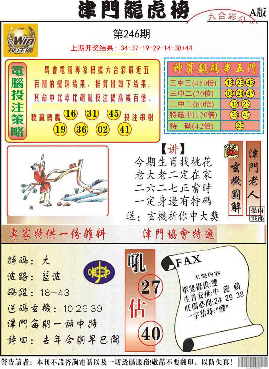 246期津门龙虎榜A[图]