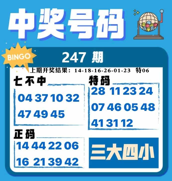 247期中奖号码[图]