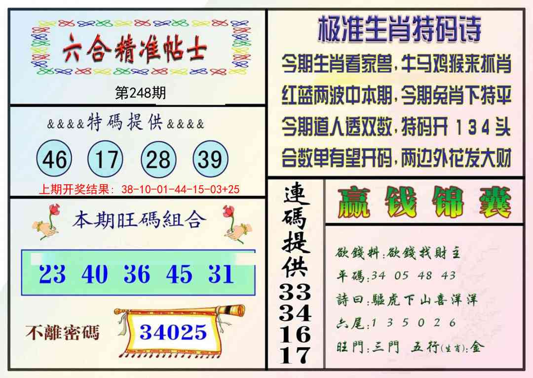 248期精准贴士[图]