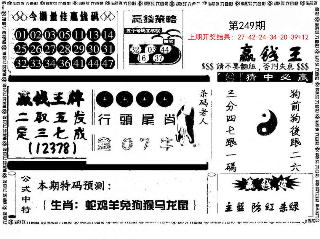 249期赢钱料[图]