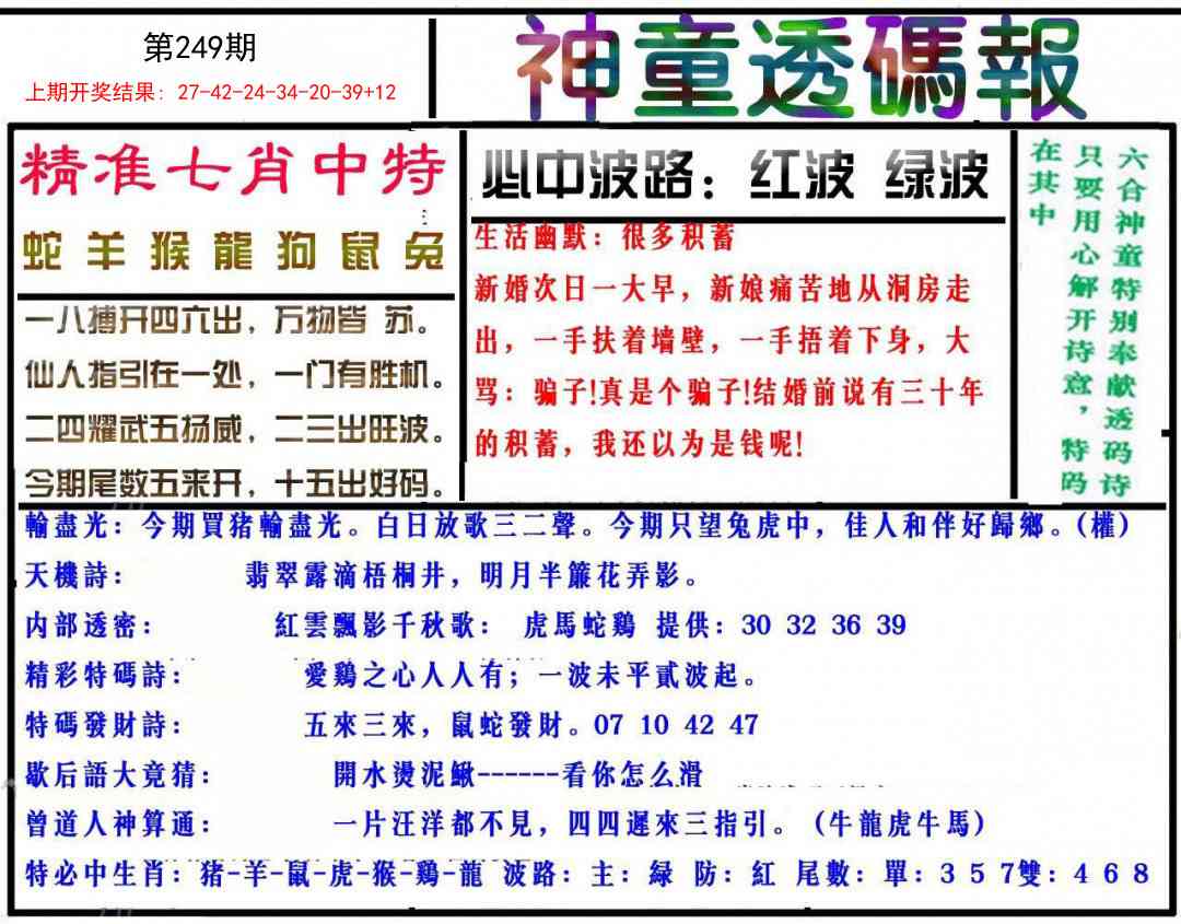 249期神童透码报[图]