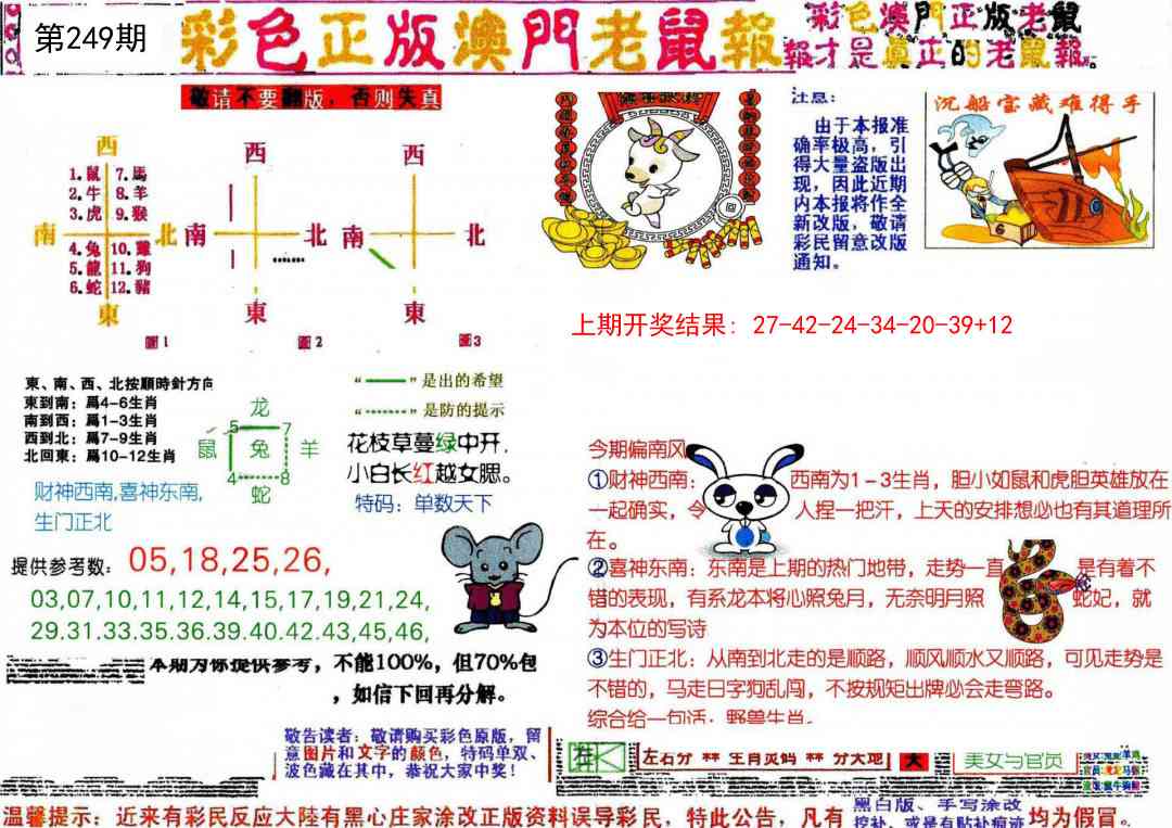 249期彩色正版澳门老鼠报[图]