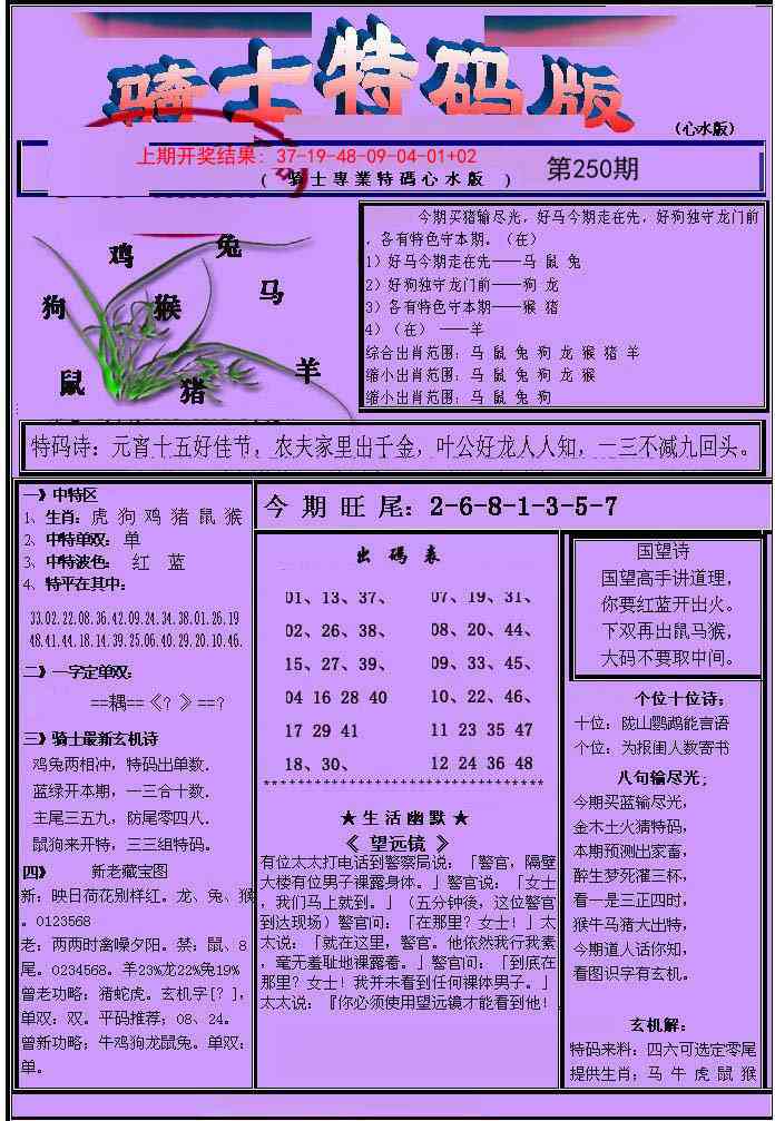 250期骑士特码版[图]